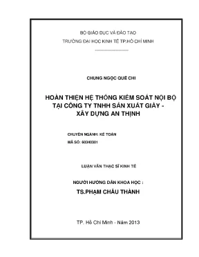 Luận văn hoàn thiện hệ thống kiểm soát nội bộ tại công ty tnhh sản xuất giày xây dựng an thịnh