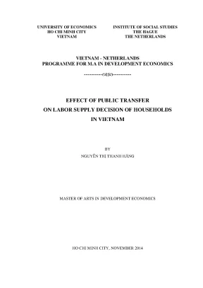 Luận văn effect of public transfer on labor supply decision of households in vietnam