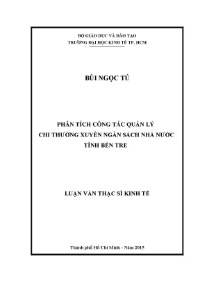 Luận văn phân tích công tác quản lý chi thường xuyên ngân sách nhà nước tỉnh bến tre