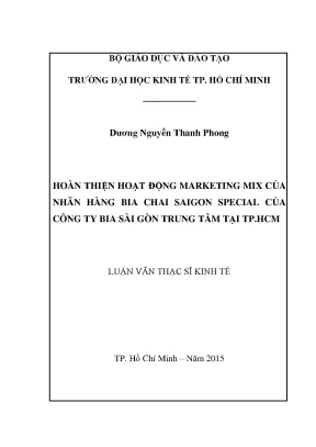 Luận văn hoàn thiện hoạt động marketing mix của nhãn hàng bia chai saigon special của công ty cptm bia sài gòn tại tp hcm