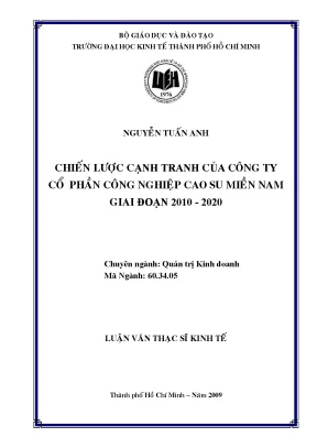 Luận văn chiến lược cạnh tranh của công ty cổ phần công nghiệp cao su miền nam giai đoạn 2010 2020