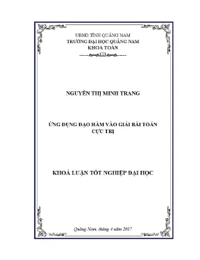 0210 ứng dụng đạo hàm vào giải bài toán cực trị nguyễn thị minh trang luận văn đh quảng nam