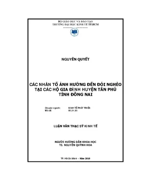 Luận văn các nhân tố ảnh hưởng đến đói nghèo tại các căn hộ gia đình huyện tân phú tỉnh đồng nai luận văn thạc sĩ