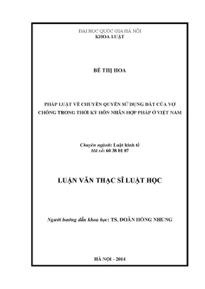 Pháp luật về chuyển quyền sử dụng đất của vợ chồng trong thời kỳ hôn nhân hợp pháp ở việt nam