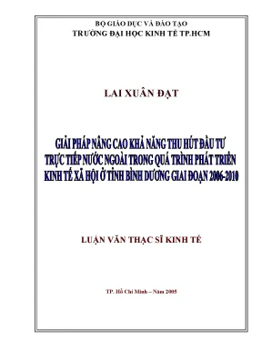 Luận văn giải pháp nâng cao khả năng thu hút đầu tư trực tiếp nước ngoài trong quá trình phát triển kinh tế xã hội ở tỉnh bình dương giai đoạn 2006 2010