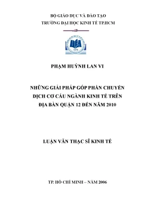 Luận văn những giải pháp góp phần chuyển dịch cơ cấu ngành kinh tế trên địa bàn quận 12 đến năm 2010