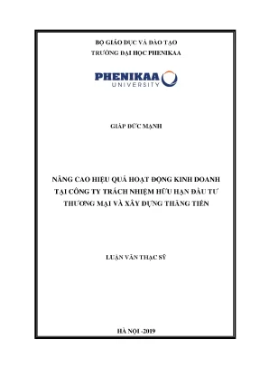 Nâng cao hiệu quả hoạt động kinh doanh tại công ty trách nhiệm hữu hạn đầu tư thương mại và xây dựng thăng tiến