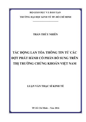 Luận văn tác động lan tỏa thông tin từ các đợt phát hành cổ phần bổ sung trên thị trường chứng khoán việt nam
