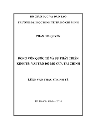 Luận văn dòng vốn quốc tế và sự phát triển kinh tế vai trò độ mở cửa tài chính