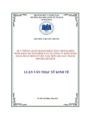 Luận văn quy trình lập kế hoạch kiểm toán trong kiểm toán báo cáo tài chính tại các công ty kiểm toán đang hoạt động ở việt nam trên địa bàn tphcm