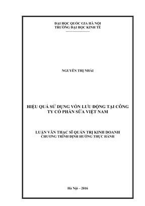 Luận văn thạc sĩ quản trị kinh doanh hiệu quả sử dụng vốn lưu động tại công ty cổ phần sữa việt nam