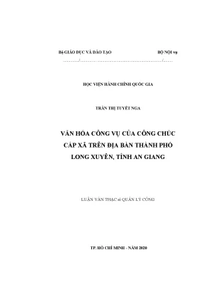 Luận văn thạc sĩ văn hóa công vụ của công chức cấp xã trên địa bàn thành phố long xuyên tỉnh an giang