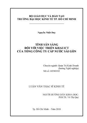 Luận văn tính sẵn sàng đối với việc triển khai ict của tổng công ty cấp nước sài gòn