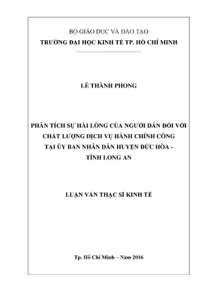 Luận văn phân tích sự hài lòng của người dân đối với chất lượng dịch vụ hành chính công tại ubnd huyện đức hòa tỉnh long an
