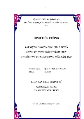Luận văn xây dựng chiến lược phát triển công ty tnhh một thành viên thuốc thú y trung ương đến năm 2010