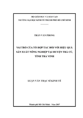 Luận văn vai trò của tổ hợp tác đối với hiệu quả sản xuất nông nghiệp tại huyện trà cú tỉnh trà vinh