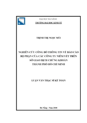 Luận văn thạc sĩ nghiên cứu công bố thông tin về báo cáo bộ phận của các công ty niêm yết trên sở giao dịch chứng khoán thành phố hồ chí minh