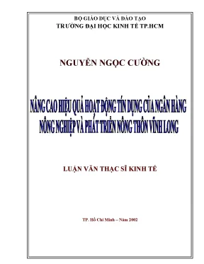 Luận văn nâng cao hiệu quả hoạt động tín dụng của ngân hàng nnptnt vĩnh long
