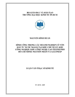 Luận văn đình công trong các doanh nghiệp có vốn đầu tư nước ngoài tại khu chế xuất khu công nghiệp khu công nghệ cao tphcm nguyên nhân và giải pháp