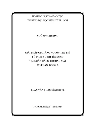 Luận văn giải pháp gia tăng nguồn thu phí từ dịch vụ phi tín dụng tại ngân hàng thương mại cổ phần đông á