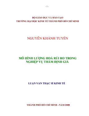 Luận văn mô hình lượng hóa rủi ro trong nghiệp vụ thẩm định giá