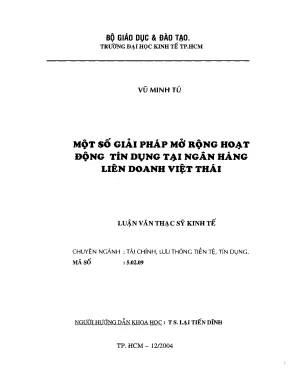 Luận văn một số giải pháp mở rộng hoạt động tín dụng tại ngân hàng liên doanh việt thái luận văn thạc sĩ