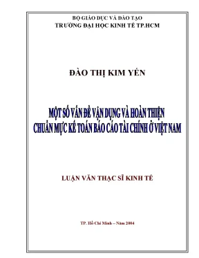 Luận văn một số vấn đề vận dụng và hoàn thiện chuẩn mực kế toán báo cáo tài chính ở việt nam