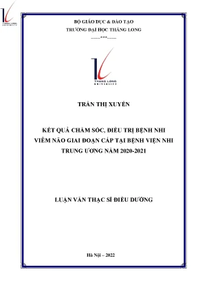 Kết quả chăm sóc điều trị bệnh nhi viêm não giai đoạn cấp tại bệnh viện nhi trung ương năm 2020 2021