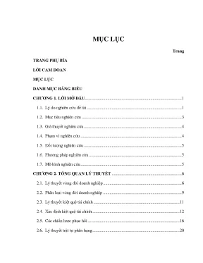 Luận văn kiệt quệ tài chính vấn đề vòng đời và chiến lược phục hồi của các công ty niêm yết tại việt nam giai đoạn 2008 2015
