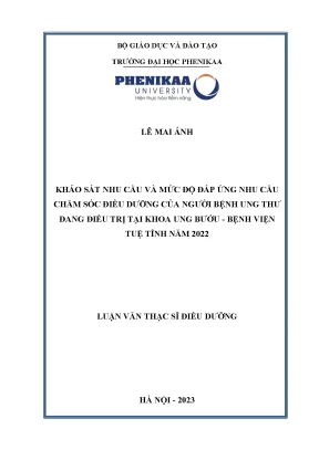 Khảo sát nhu cầu và mức độ đáp ứng chăm sóc điều dưỡng của người bệnh ung thu đang điều trị tại khoa ung bướu bệnh viện tuệ tĩnh năm 2022