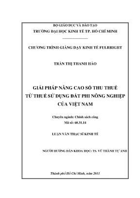 Luận văn giải pháp nâng cao số thu thuế từ thuế sử dụng đất phi nông nghiệp của việt nam
