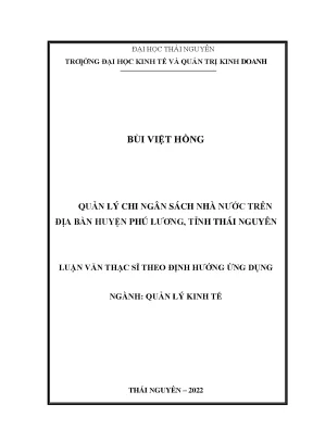Quản lý chi ngân sách nhà nước trên địa bàn huyện phú lương tỉnh thái nguyên