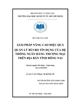 Luận văn giải pháp nâng cao hiệu quả quản lý rủi ro tín dụng của hệ thống ngân hàng thương mại trên địa bàn tỉnh đồng nai