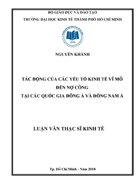 Luận văn tác động của yếu tố kinh tế vĩ mô đến nợ công tại các quốc gia đông á và đông nam á