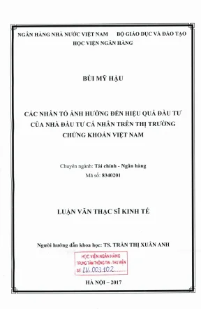 Luận văn thạc sĩ tài chính ngân hàng các nhân tố ảnh hưởng đến hiệu quả đầu tư của nhà đầu tư cá nhân trên thị trường chứng khoán việt nam