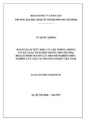 Luận văn đánh giá sự hữu hiệu của hệ thống thông tin kế toán tích hợp trong môi trường hoạch định nguồn lực doanh nghiệp erp nghiên cứu tại các doanh nghiệp việt nam