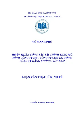 Luận văn hoàn thiện công tác tài chính theo mô hình công ty mẹ công ty con tại tổng công ty hàng không việt nam