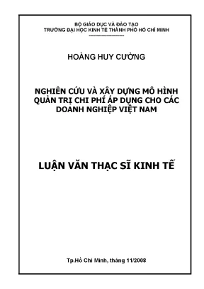 Luận văn nghiên cứu và xây dựng mô hình quản trị chi phí áp dụng cho các doanh nghiệp việt nam