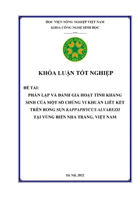 Phân lập và đánh giá hoạt tính kháng sinh của một số chủng vi khuẩn liên kết trên rong sụn kappaphycus alvarezii tại vùng biển nha trang việt nam