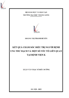 Kết quả chăm sóc điều trị người bệnh ung thư hạch và một số yếu tố liên quan tại bệnh viện k