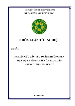 Nghiên cứu các yếu tố ảnh hưởng đến mật độ và hình thái của tảo xoắn arthrospira platensis