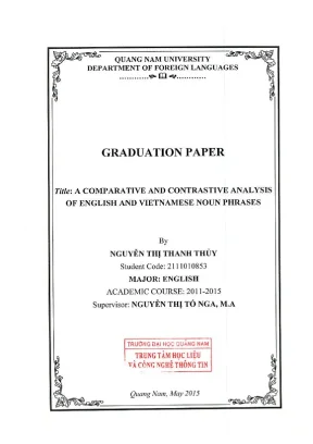 1542 a comparative and contrastive analysis of english and vietnamese noun phrases nguyễn thị thanh thủy luận văn đh quảng nam