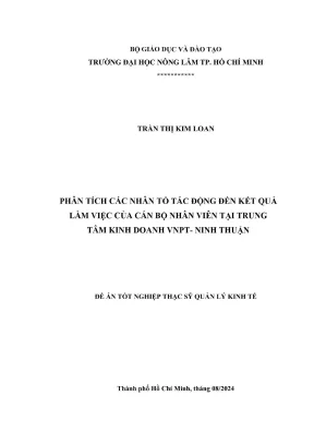 Luận văn thạc sĩ quản lý kinh tế phân tích các nhân tố tác động đến kết quả làm việc của cán bộ nhân viên tại trung tâm kinh doanh vnpt ninh thuận