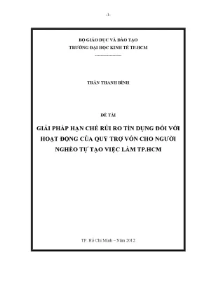 Luận văn giải pháp hạn chế rủi ro tín dụng đối với hoạt động của quỹ trợ vốn cho người nghèo tự tạo việc làm thành phố hồ chí minh