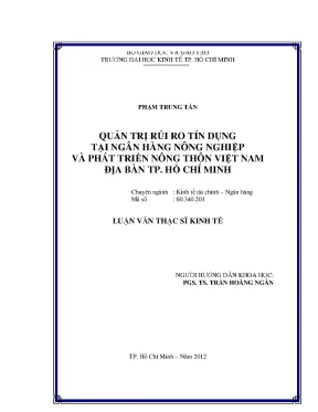 Luận văn quản trị rủi ro tín dụng tại ngân hàng nông nghiệp và phát triển nông thôn việt nam địa bàn tp hồ chí minh