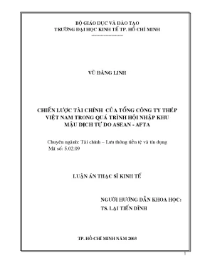 Luận văn chiến lược tài chính của tổng công ty thép việt nam trong quá trình hội nhập khu mậu dịch tự do asean afta