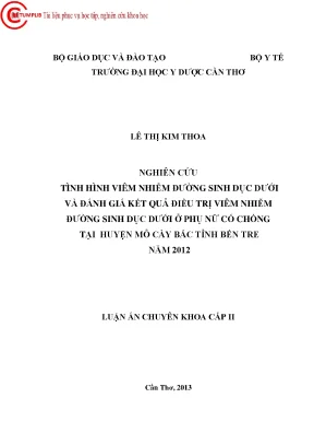 0241 nghiên cứu tình hình viêm nhiễm đường sinh dục dưới và đánh giá kết quả điều trị viêm nhiễm đường sinh dục dưới ở phụ nữ có chồng tại huyện mỏ cày bắc