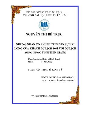 Luận văn những nhân tố ảnh hưởng đến sự hài lòng của khách du lịch đối với du lịch sông nước tỉnh tiền giang