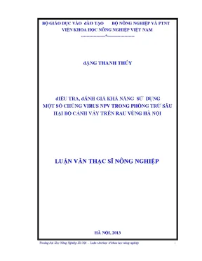 Điều tra đánh giá khả năng sử dụng một số chủng virus npv trong phòng trừ sâu hại bộ cánh vẩy trên rau vùng hà nội