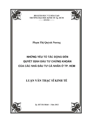 Luận văn những yếu tố tác động đến quyết định đầu tư chứng khoán của các nhà đầu tư cá nhân ở tphcm luận văn thạc sĩ